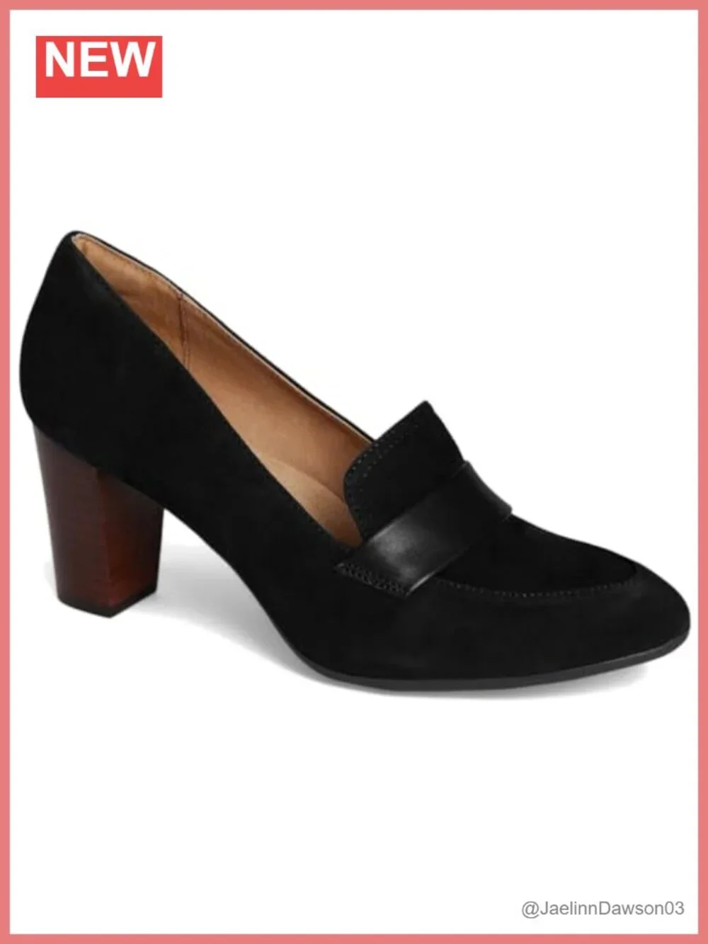 Women's Chunky Kitten Heel Loafers Pumps Slip On Faux Leather Comfort Office